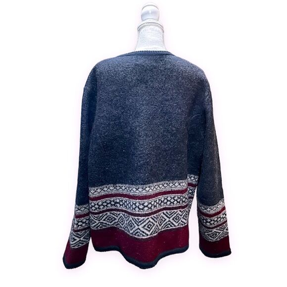 TALLY-HO FAIR ISLE NORDIC WINTER CARDIGAN SWEATER JACKET BOILED WOOL PLUS SIZE X - Picture 4 of 13